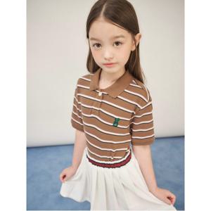 여아 스트라이프 반소매 피케티셔츠  브릭 (BI5742G03C)