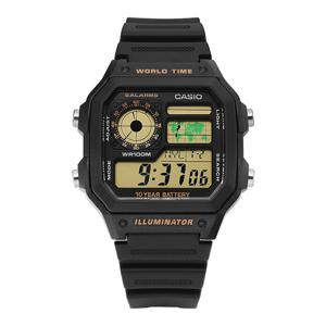 AE-1200WH-1BVDF (AE-1200WH-1B) 디지털 스퀘어 스포츠 군인 월드타임 남성 우레탄시계