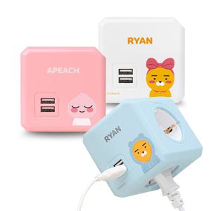 카카오 멀티탭 프렌즈 파워큐브 USB 고용량 라이언 어피치