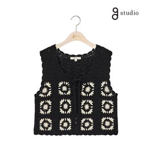 지스튜디오 25FW 메리노울100 헤리티지 크로쉐 베스트
