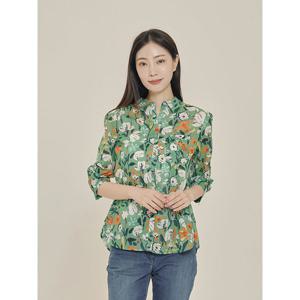 [하프클럽/올리비아하슬러]그린 플라워가든 프린팅 여성 블라우스 OHCMBL303