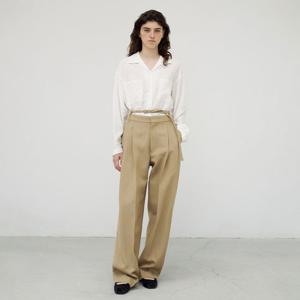 BELTED TWO-TUCK TROUSERS - BEIGE