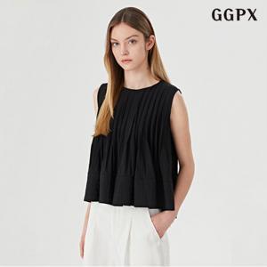 정상가:69,000원 | 페미닌 라운드 핀턱 민소매 블라우스 (GOBBA028D)