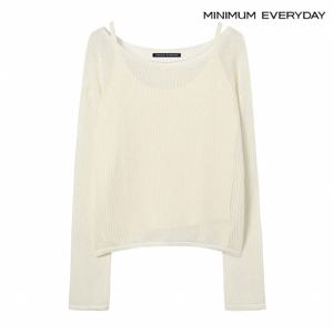 정상가:69,000원 ㅣ [미니멈 에브리데이]린넨 펀칭 라운드 나시 세트 니트 (EB2KT055D)