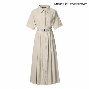 정상가:99,000원 ㅣ [미니멈 에브리데이]밴딩 버클 벨트 셔츠 롱 원피스 (EB3OW008D)