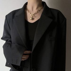 [브리치]  / 토글바 볼드 체인 초커 2컬러