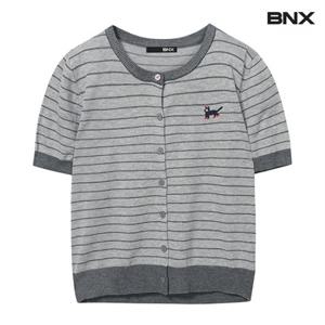 정상가:59,000원 ㅣ 단가라 배색 자수 가디건 (BX2CD003L0)