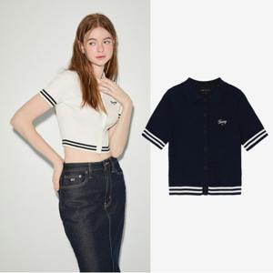 [정소가 : 148000원]타미진스 크롭 스크립트 립 폴로 스웨터 2종 택1 (T32E1KCD32TWT1)