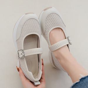 (천연소가죽) 보석 메리제인 밴딩 스트랩 스니커즈 단화 4cm