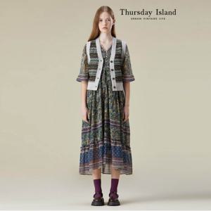 [정상가-219000원][Thursday Island] 시그니처 자카드 오픈베스트(T236MVT301W)