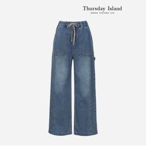 [Thursday Island] 스트링 와이드 데님 팬츠(T236MJE131W)
