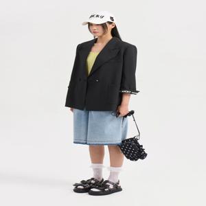[정가398000]폴리 더블 8부소매 자켓 LQJAM25400BKX