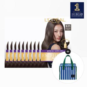 엑셀랑스 애쉬 슈프림 염모제 10개+스트라이프 런치 쿨러백