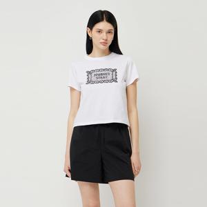 [본사] [Online Exclusive] 레이스 그래픽 크랍 티셔츠_SATSE5541WH