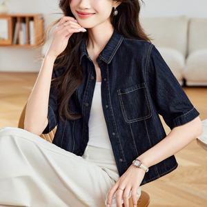 [브리치] 제로투올샵 / 여성용 반팔 데님 셔츠 재킷 여성 자켓 청바지 블루