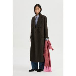 [최초가:798,000원] 헤링본 스트라이프 갱카라 롱 코트 LFCAW24430