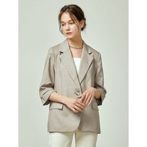 [하프클럽/이앤씨]EnC 브라운 린넨 원버튼 7부 ENJK32510A