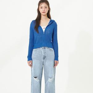 [플라스틱 아일랜드]메쉬조직 후드 니트 가디건 PR2KG561