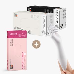 브릭글로  스탠다드 니트릴장갑 100매 2팩 + 롱핏 손목긴 니트릴장갑 50매 1팩