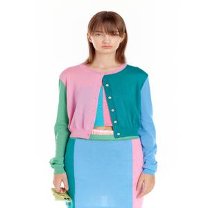 [정상가 : 498000원] UNICORN Cashmere Color-Block Cardigan - Pink/Green/Blue Multi