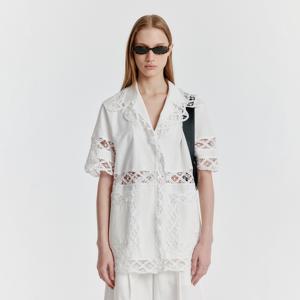 [정상가 : 378000원] YOMITA Short Sleeve Lace-trim Shirt - White