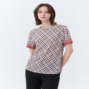 닥스 여성 WKTS4BE32W3 [가격인하][BEST][스테디셀러]브라운 체크 배색 반팔 티셔츠