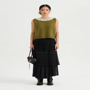 [정가598000]손뜨개 트리밍 슬리브리스 니트 LFWAW24440