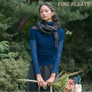 [FINE PLEATS] 피네 플리츠 시스루 긴팔 탑 청록