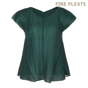 [FINE PLEATS] 피네 플리츠 캡소매 A라인 탑 딥 그린