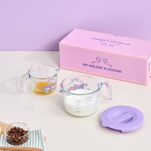파이렉스 마이멜로디와 쿠로미 계량컵 2P 세트 250ml+500ml+500ml 뚜껑