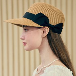 Ribbon Rattan Sun Visor Hat - Beige [N25HMAC005]