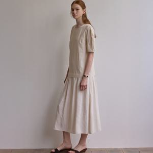 Curved sleeve maxi dress - Cream [BE25FAOP001CR]