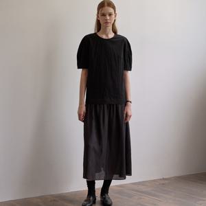 Curved sleeve maxi dress - Black [BE25FAOP001BK]