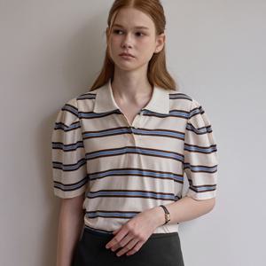 Stripe collar puff top - Blue [BE25FATP003BL]