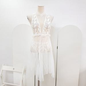 [브리치]  / 먼로 화이트 브이넥 여성 시스루 원피스 슬립 세트