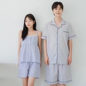 [브리치]  / ( 노브라OK ) 나시 커플 잠옷 아사면 여름 파자마 브라캡 내장