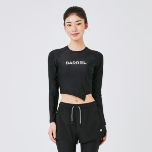 우먼 선셋 언발 크롭 래쉬가드 블랙 B3SWWCR004BLK