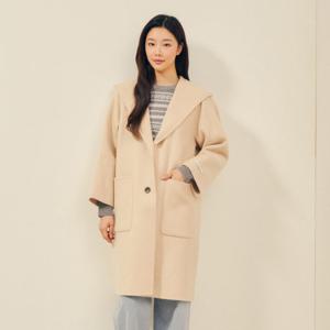 울 백 플리츠 래글런 하프 코트 GPBA0CTR51