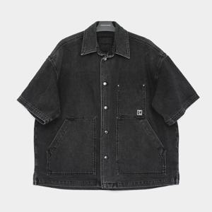 25SS 스틸로고 포켓 페이딩 데님 반팔 남성 셔츠 W251SH30873B