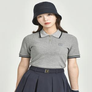 헤지스 골프 여성 HWTS4A111G2 [추가인하]그레이 간절기 물결 조직감 카라 티셔츠