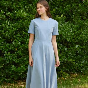 Linen Flared Dress - Blue