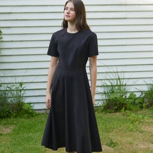 Linen Flared Dress - Black