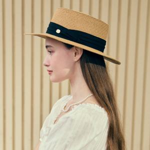 Gold Label Point Rattan Boater Hat - Beige