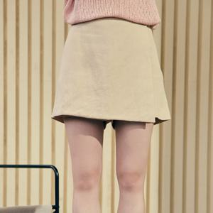 Linen Wrap Skirt Shorts - Light Beige