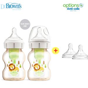닥터브라운 와이드넥 옵션스 플러스 PPSU 데코 라이온 젖병 150ml 2P