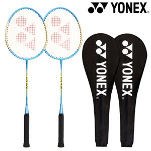 요넥스 GR020 배드민턴 라켓 2개 + 가방 세트 가벼운 입문자 연습 메탈릭 블루