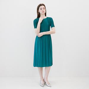 [최초가 138000원] 슬림 배색 플리츠 하프 원피스 그린_YJ04WQPOP01