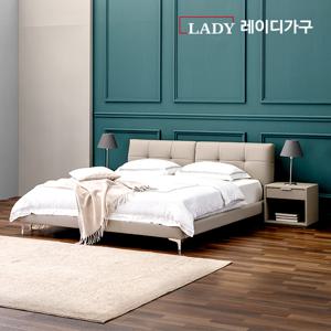 레이디가구 위슨 가죽침대 라지킹 몬스터 뉴필로우탑 50T 매트리스+가죽협탁