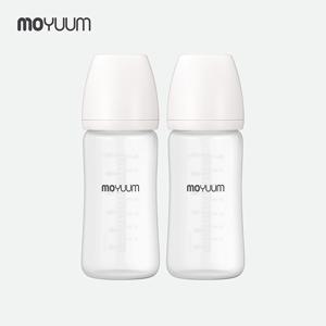 실리콘 코팅 노꼭지 유리 젖병 240ml 2팩