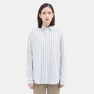 유니 아세테이트혼방 세미오버핏 스트라이프 기본카라 셔츠(O202SH081P)